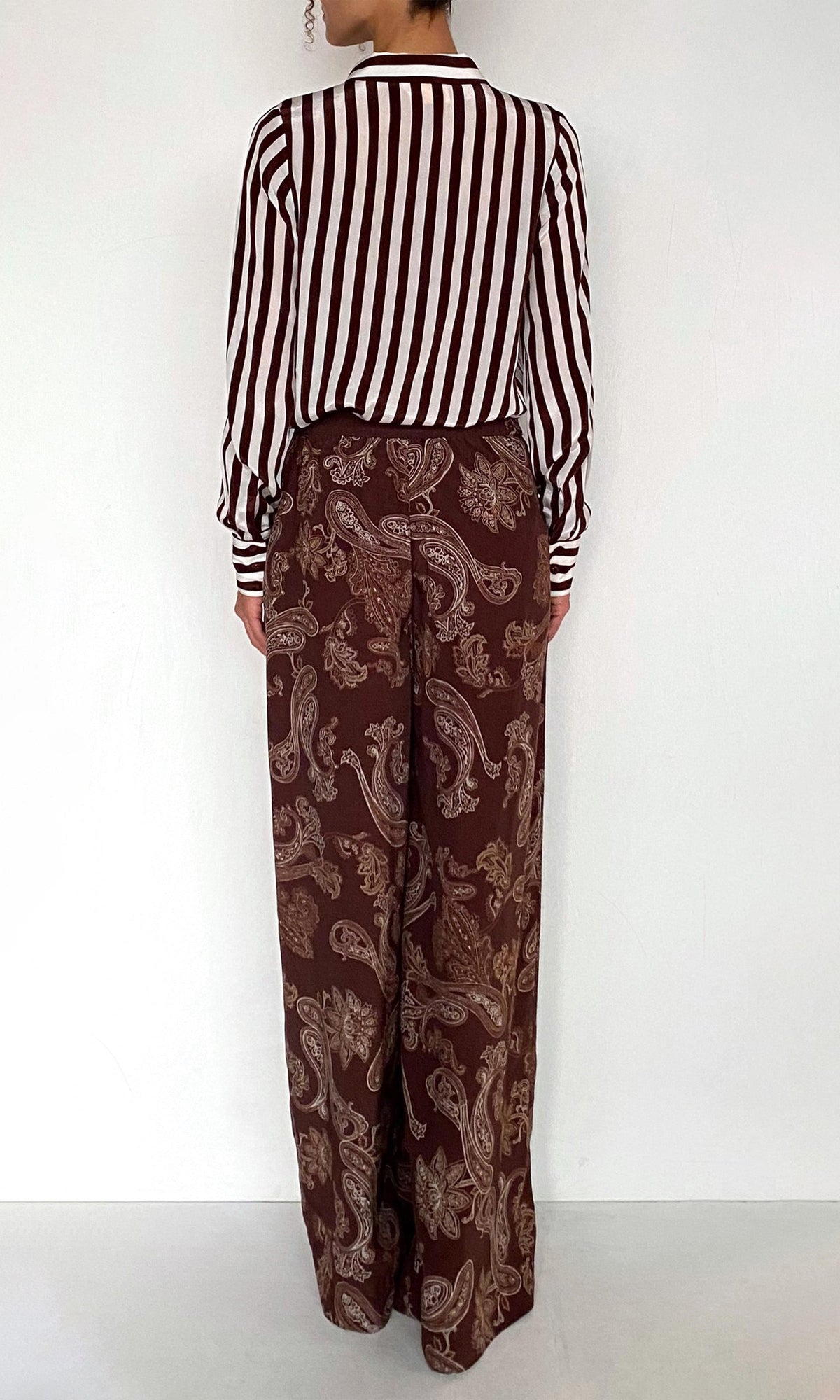 Rococo Sand | Orla Viscose Heavy Crepe Pants | Brown Beige