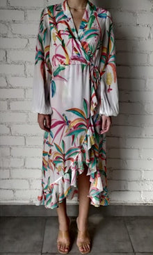 Rococo Sand | Rio Polyester Crepe Long Dress | Multicolour