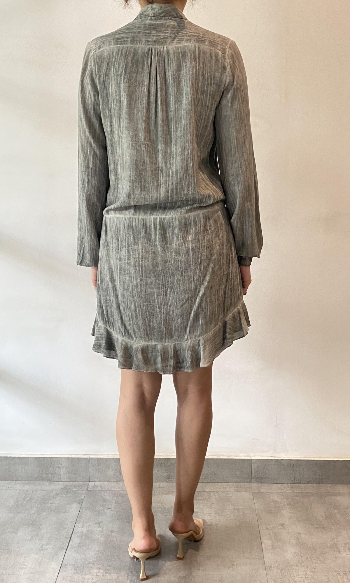 Rococo Sand | River Viscose Cotton Georgtte Short Dress | Grey