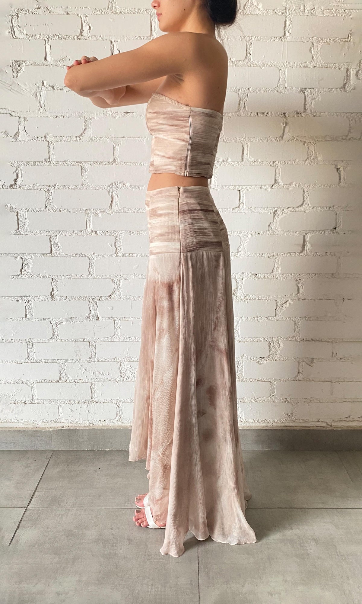Rococo Sand | Ryan Polyester Chiffon Top | Nude