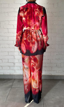 Rococo Sand | Shia Polyester Satin Pants | Mehroon