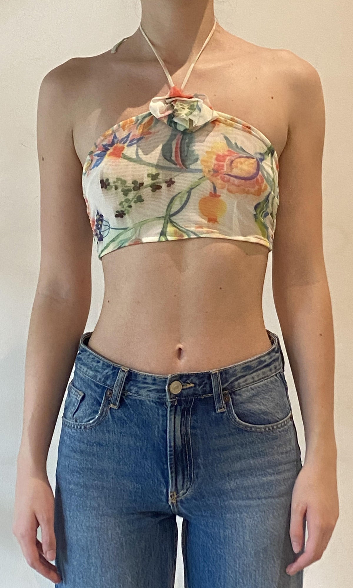 Rococo Sand | Susan Nylon Powermesh Top | White