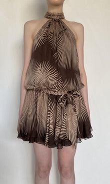 Rococo Sand | Taro Viscose Flat Chiffon Mini Dress | Brown