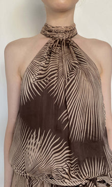 Rococo Sand | Taro Viscose Flat Chiffon Mini Dress | Brown