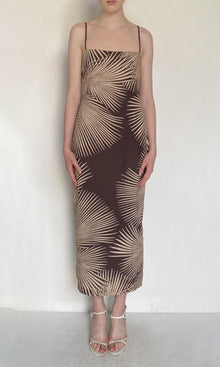 Rococo Sand | Taro Viscose Heavy Crepe Strappy Midi Dress | Brown