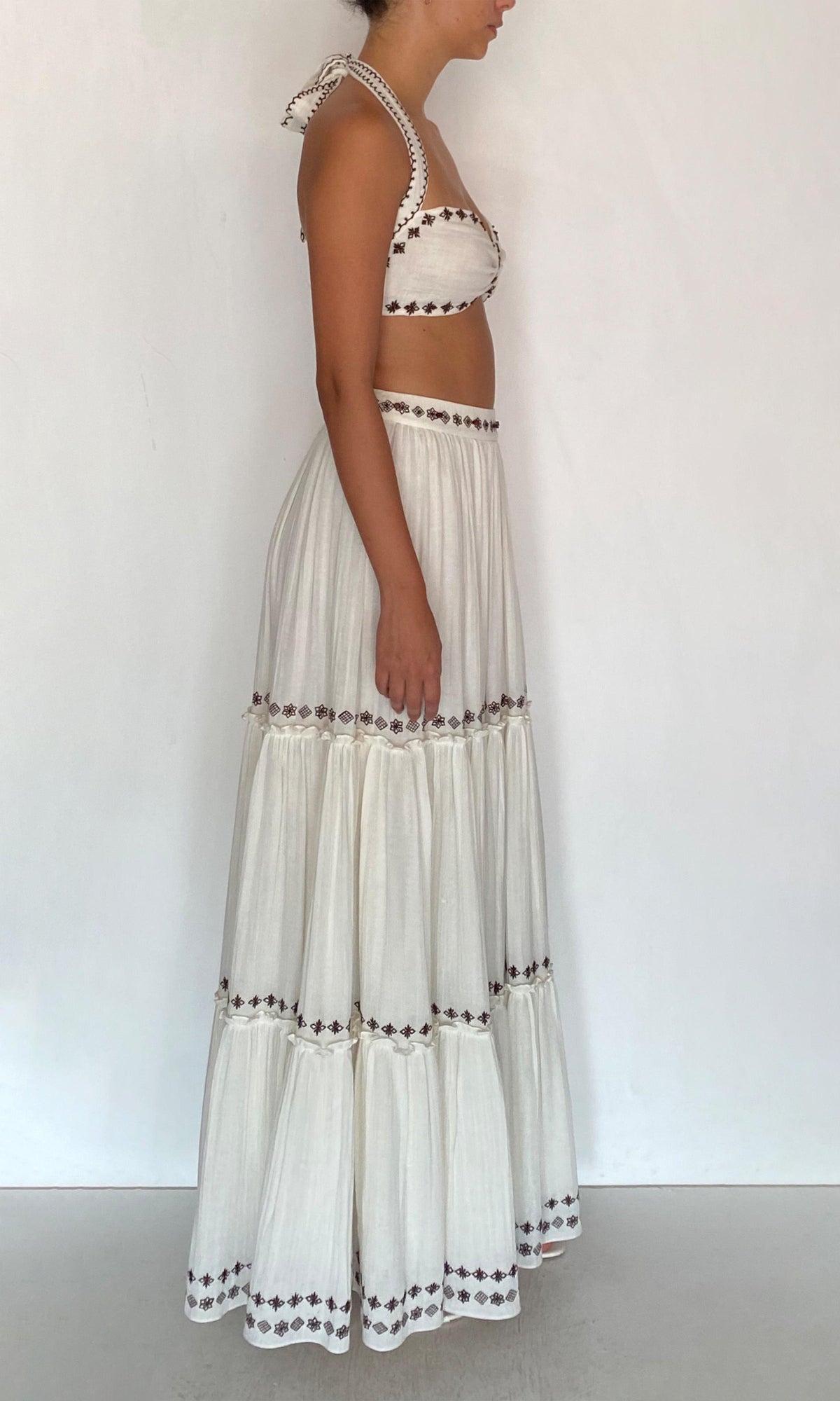 Rococo Sand | Taz Double Gauze Neck Tie Bandeau | White