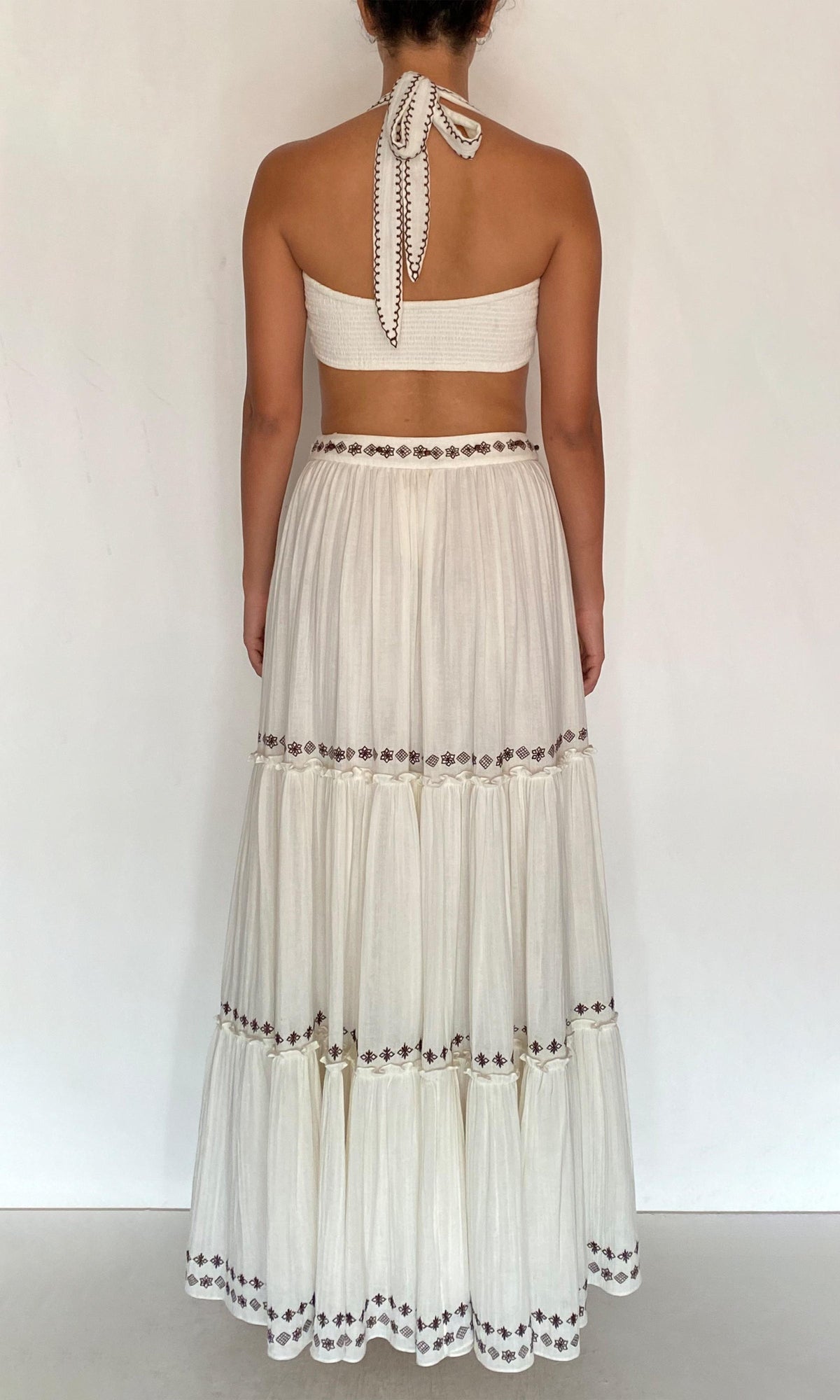 Rococo Sand | Taz Double Gauze Neck Tie Bandeau | White