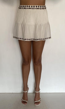 Rococo Sand | Taz Double Gauze Pintuck Skirt | White