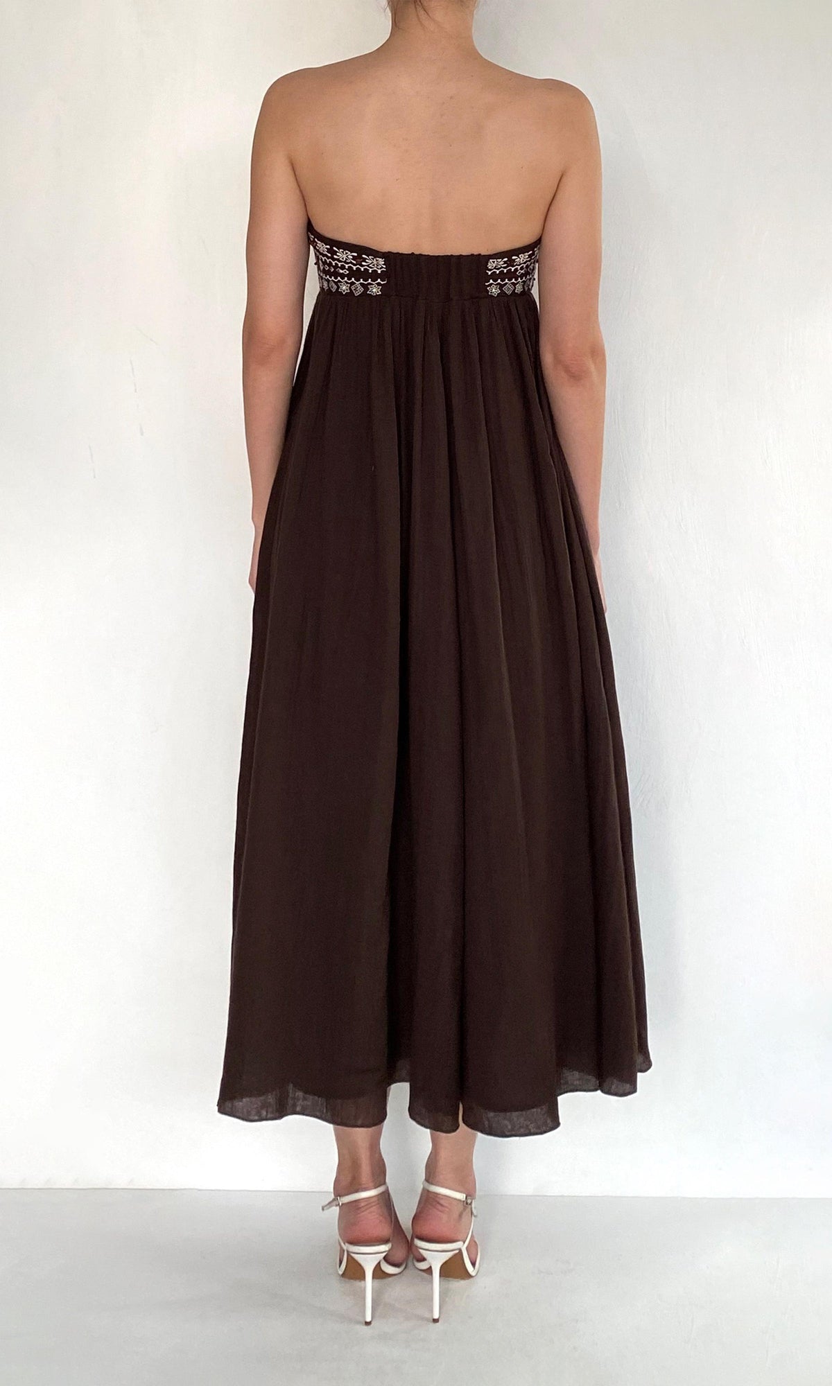 Rococo Sand | Taz Double Gauze Midi Dress | Brown