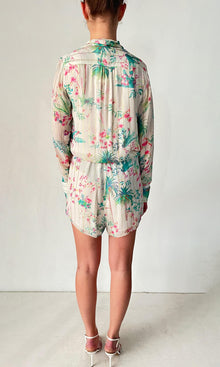 Rococo Sand | Zaina Viscose Georgette Lurex Romper | White Multi