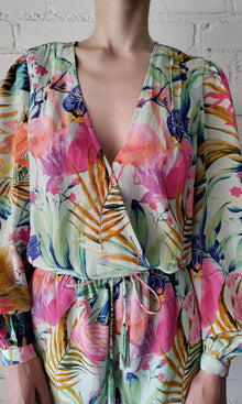 Rococo Sand | Zazu Polyester Crepe Bodysuit | Green Multi