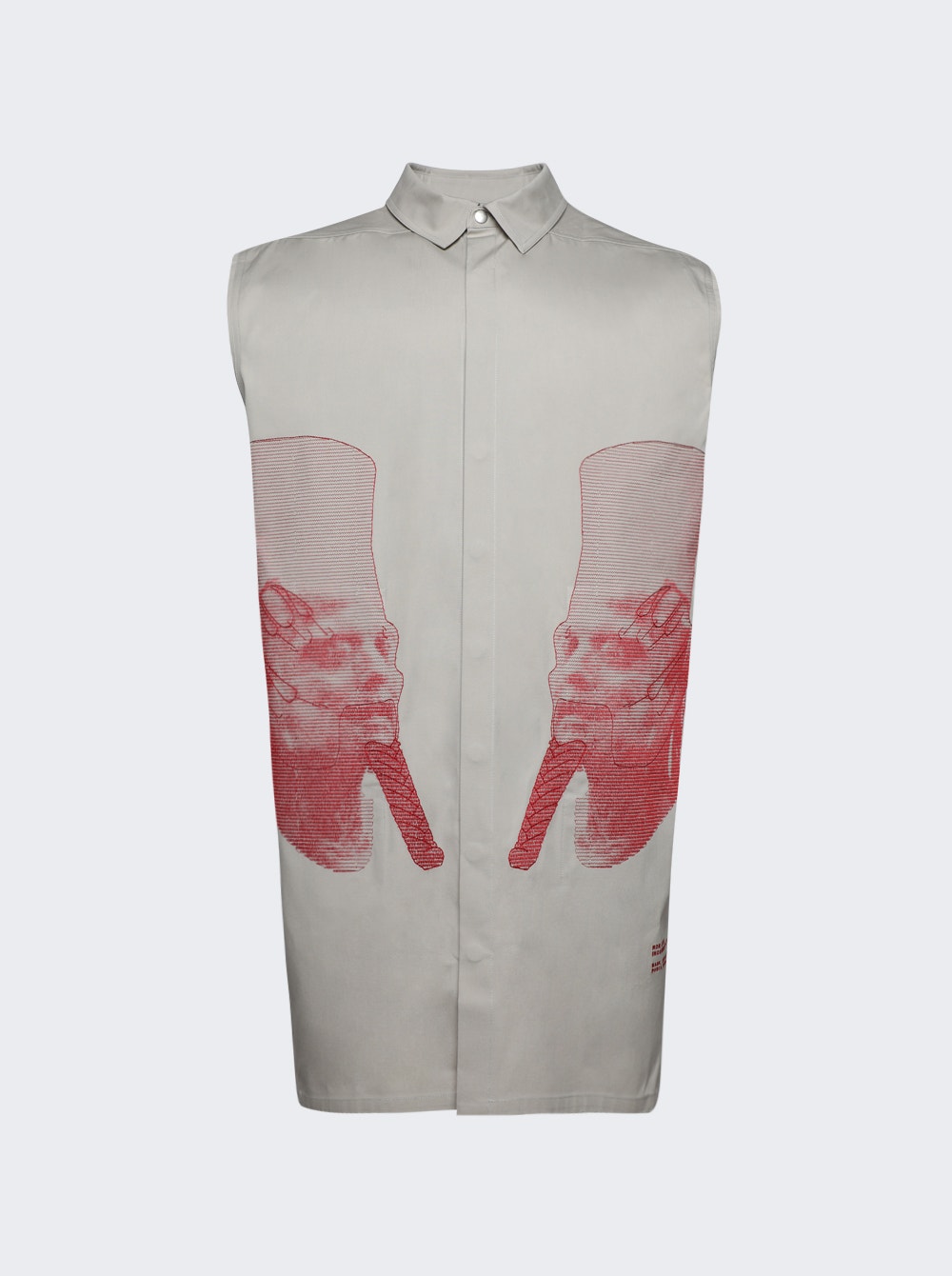 Men | Rick Owens | Ron Jumbo Outershirt Pearl And Cardinal Red | Ivory