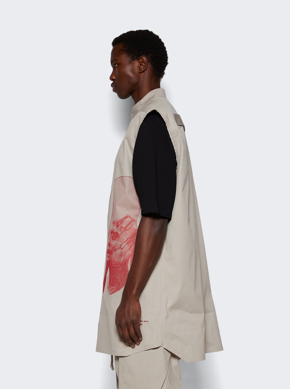 Men | Rick Owens | Ron Jumbo Outershirt Pearl And Cardinal Red | Ivory