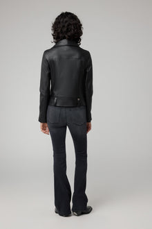 Ryder Semi-Fitted Leather Biker Jacket | Black