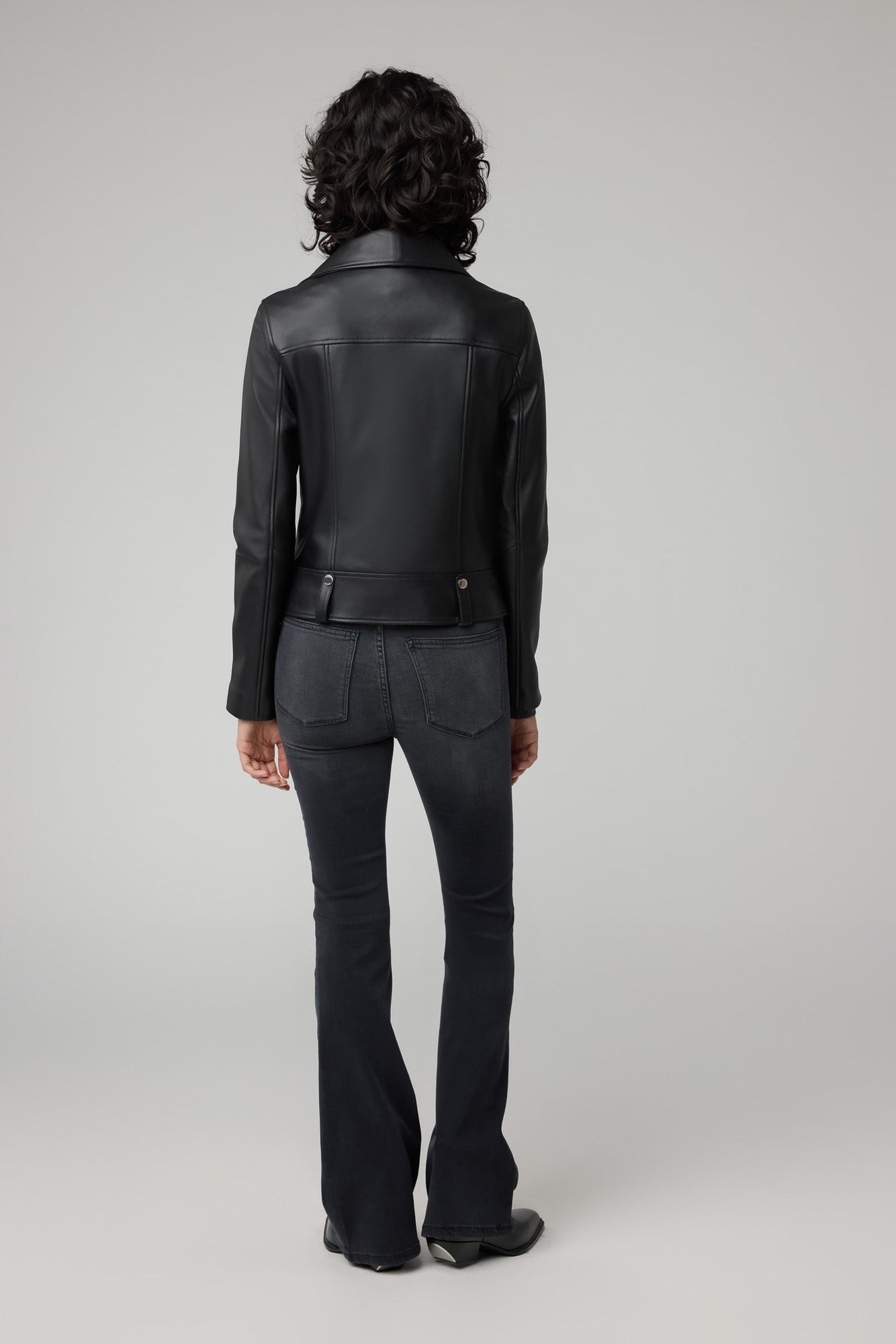 Ryder Semi-Fitted Leather Biker Jacket | Black