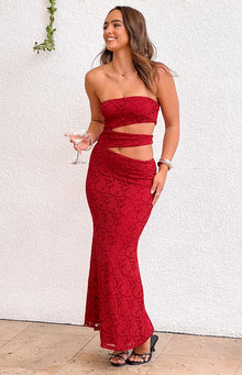 Rae Strapless Maxi Dress | Red