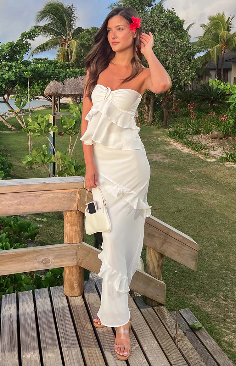 Raleigh Ruffle Maxi Skirt | White