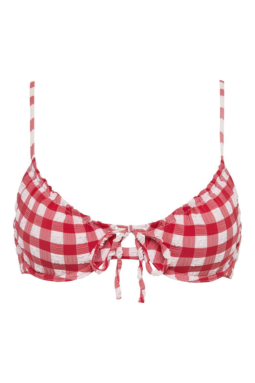 Lucy Bikini Top | Red Gingham