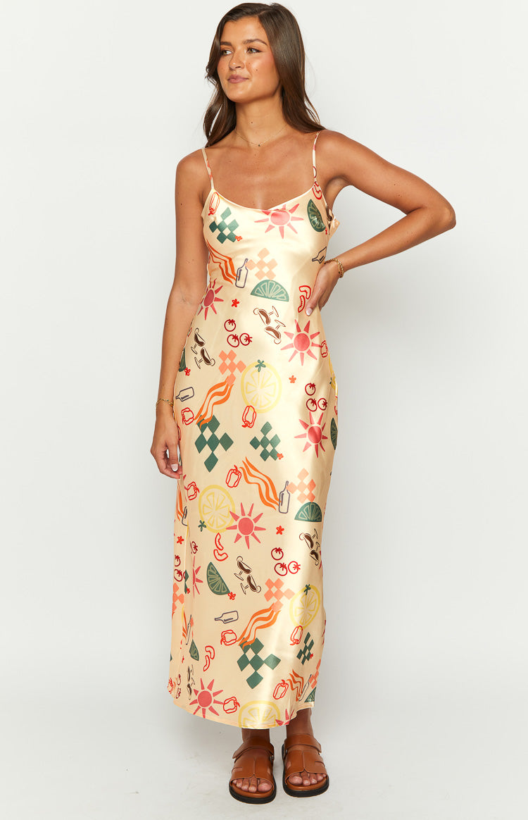 Renesmee Golden Escape Print Maxi Dress | Yellow
