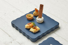 Square Scalloped Cheese Board with Cheese Markers | Navy Blue | Small