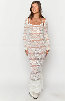 Rey Lace Maxi Dress And Bolero | White