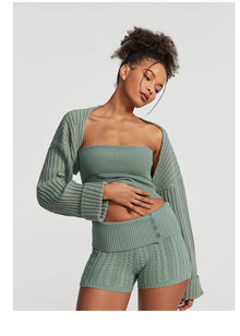 Ribbed Knit Shrug | Sage Green