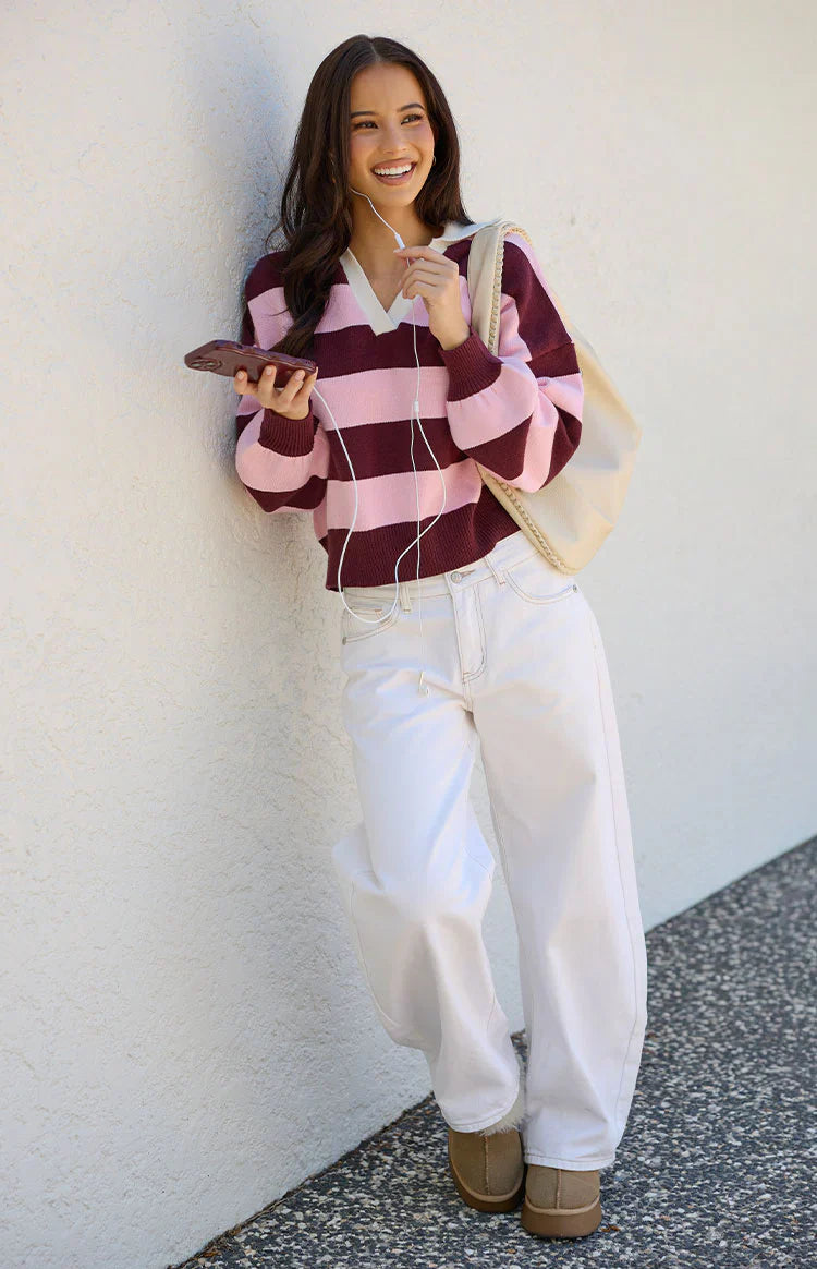 Rina Stripe Polo | Pink