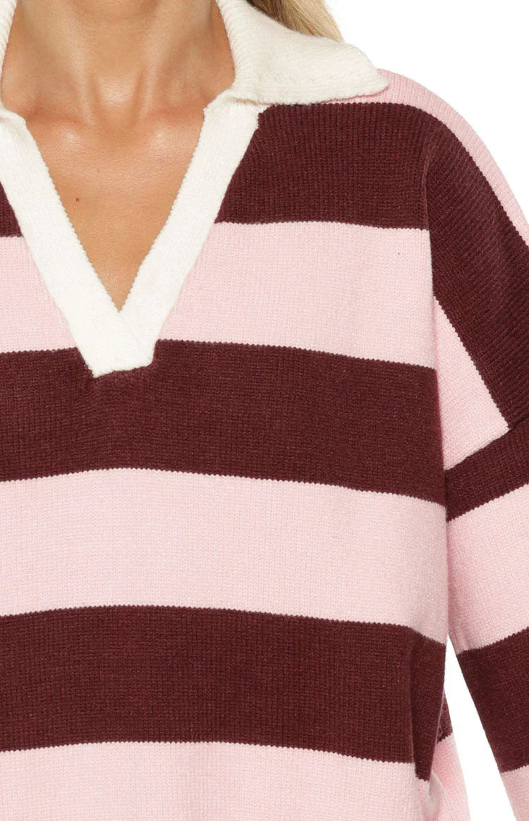 Rina Stripe Polo | Pink