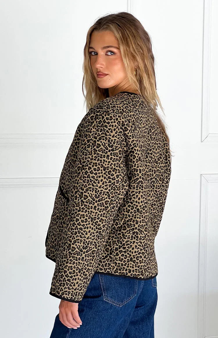 Robbie Quilted Jacket | Leopard Print