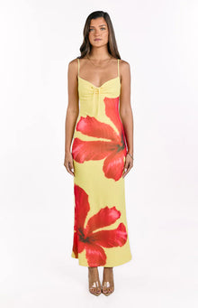 Rosalyn Hibiscus Print Maxi Dress | Yellow