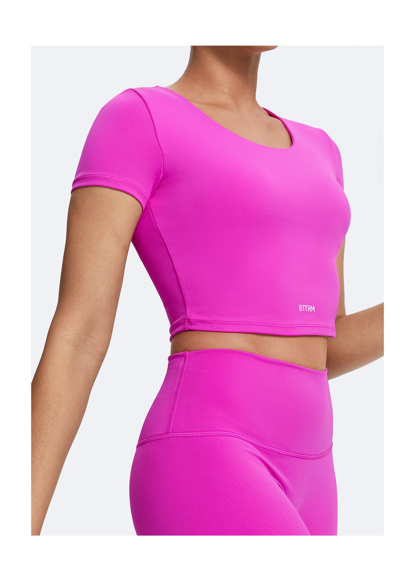 Round Neck Crop Top | Glow Pink