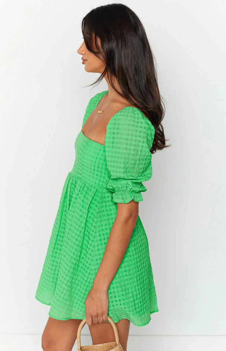 Rubi Babydoll Mini Dress | Green