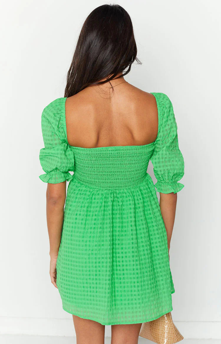 Rubi Babydoll Mini Dress | Green