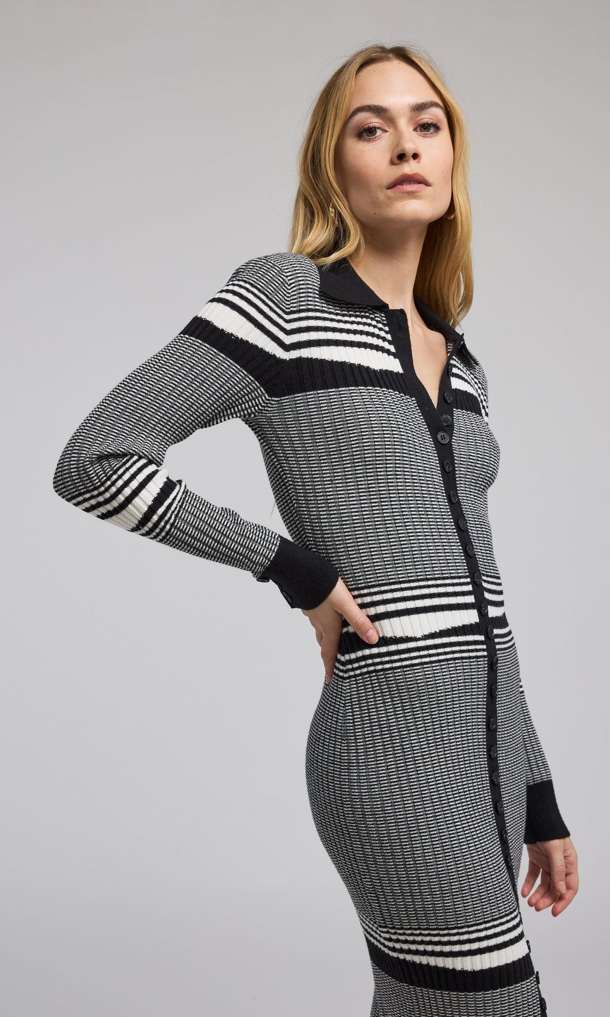 Brixton Rib Dress | White/Black