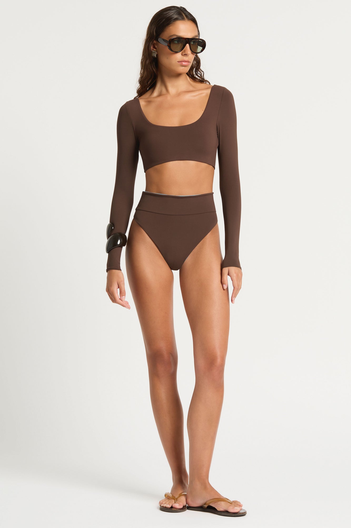 Halle Long Sleeve Crop | Espresso
