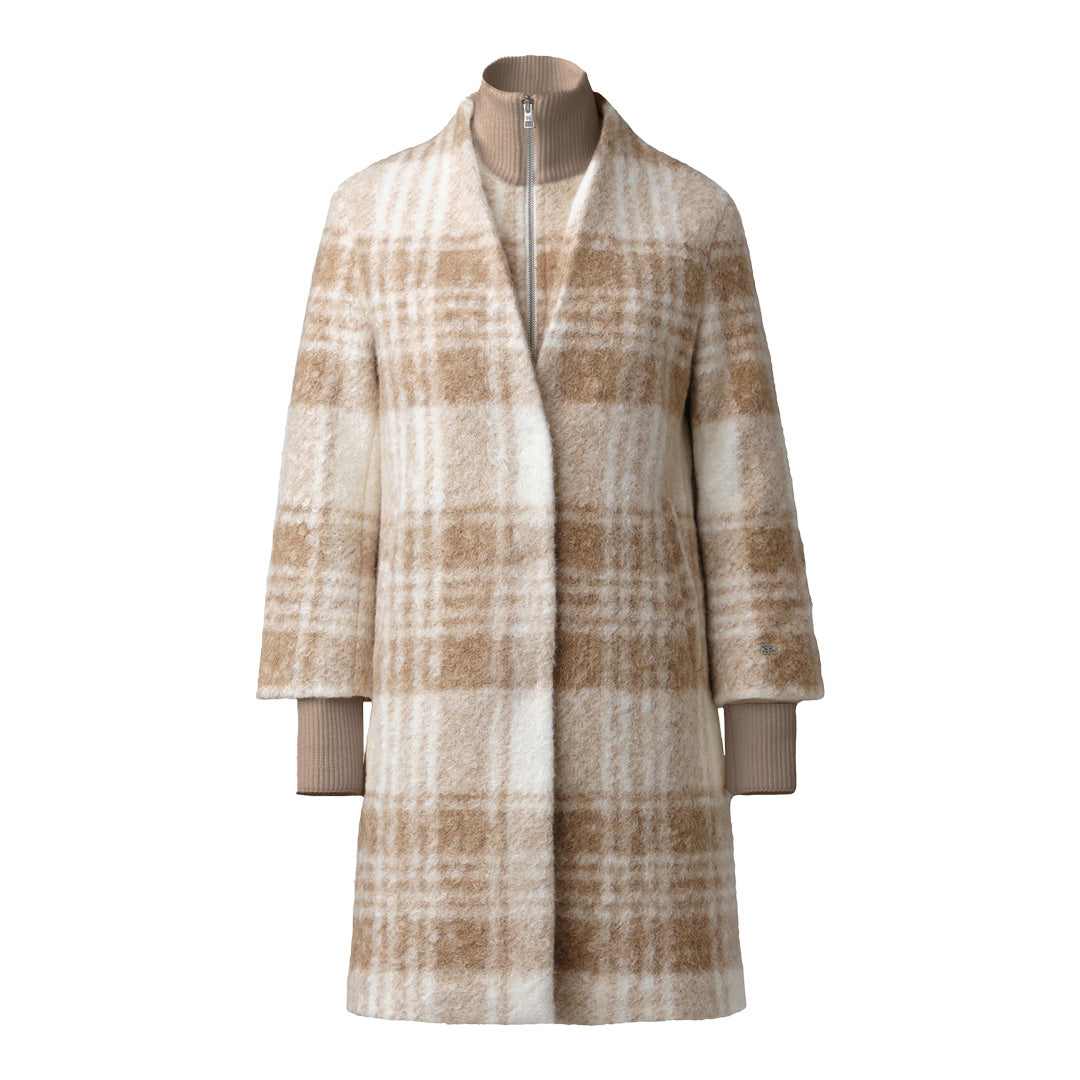 Samantha Straight-Fit Plaid Coat With Bib | Hush