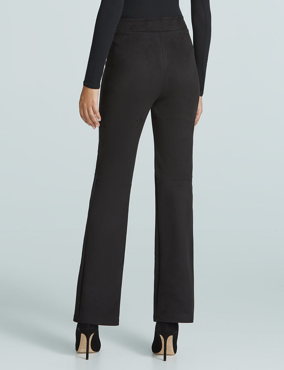 Faux Suede Split Front Pant::Black::Back