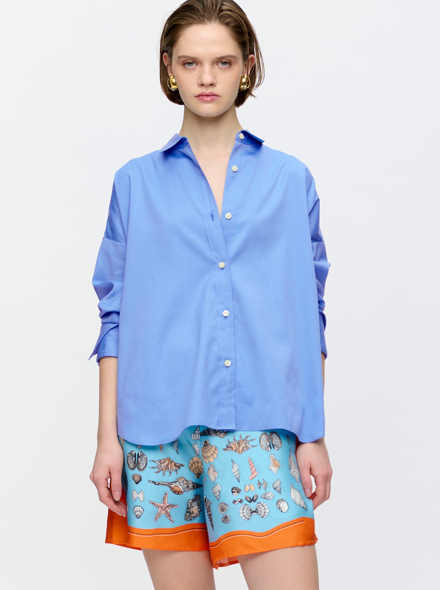 Sirene Scarf Back Shirt | Blue/Orange