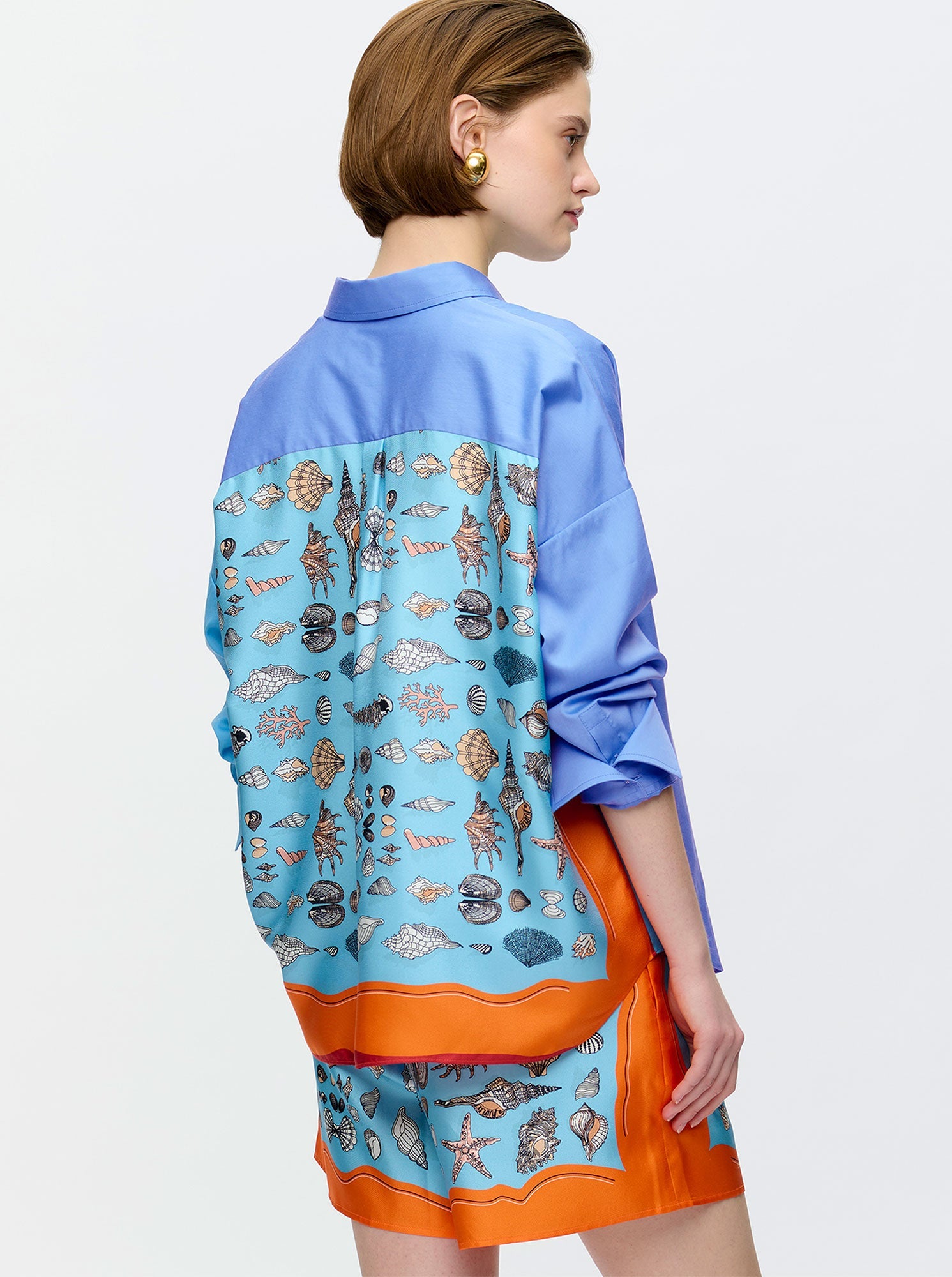 Sirene Scarf Back Shirt | Blue/Orange