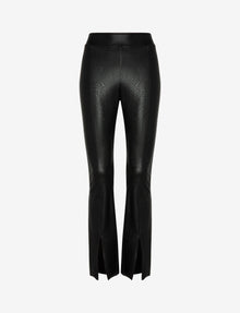Faux Leather Split Front Pant::Black::Main