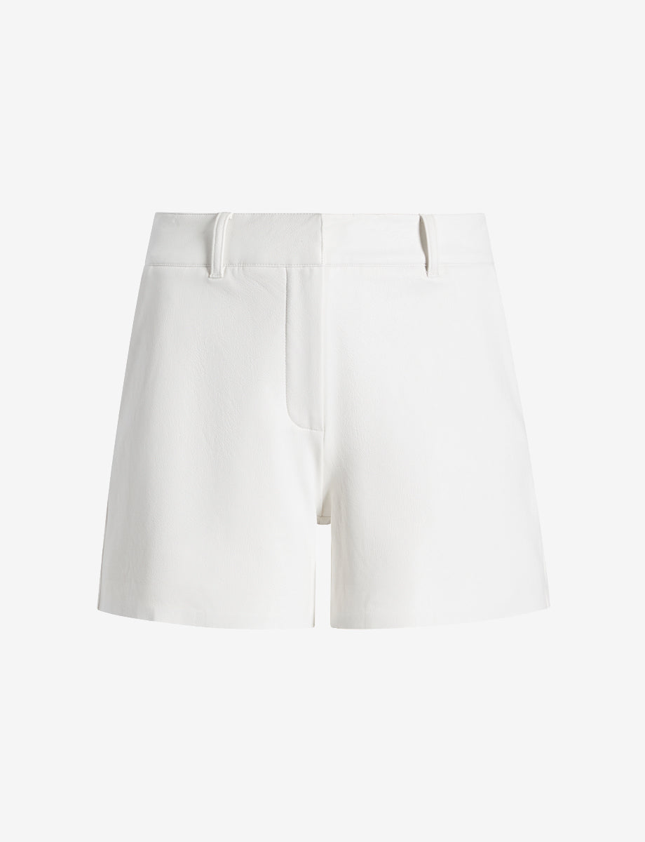 Faux Leather Tailored Short::White::Main