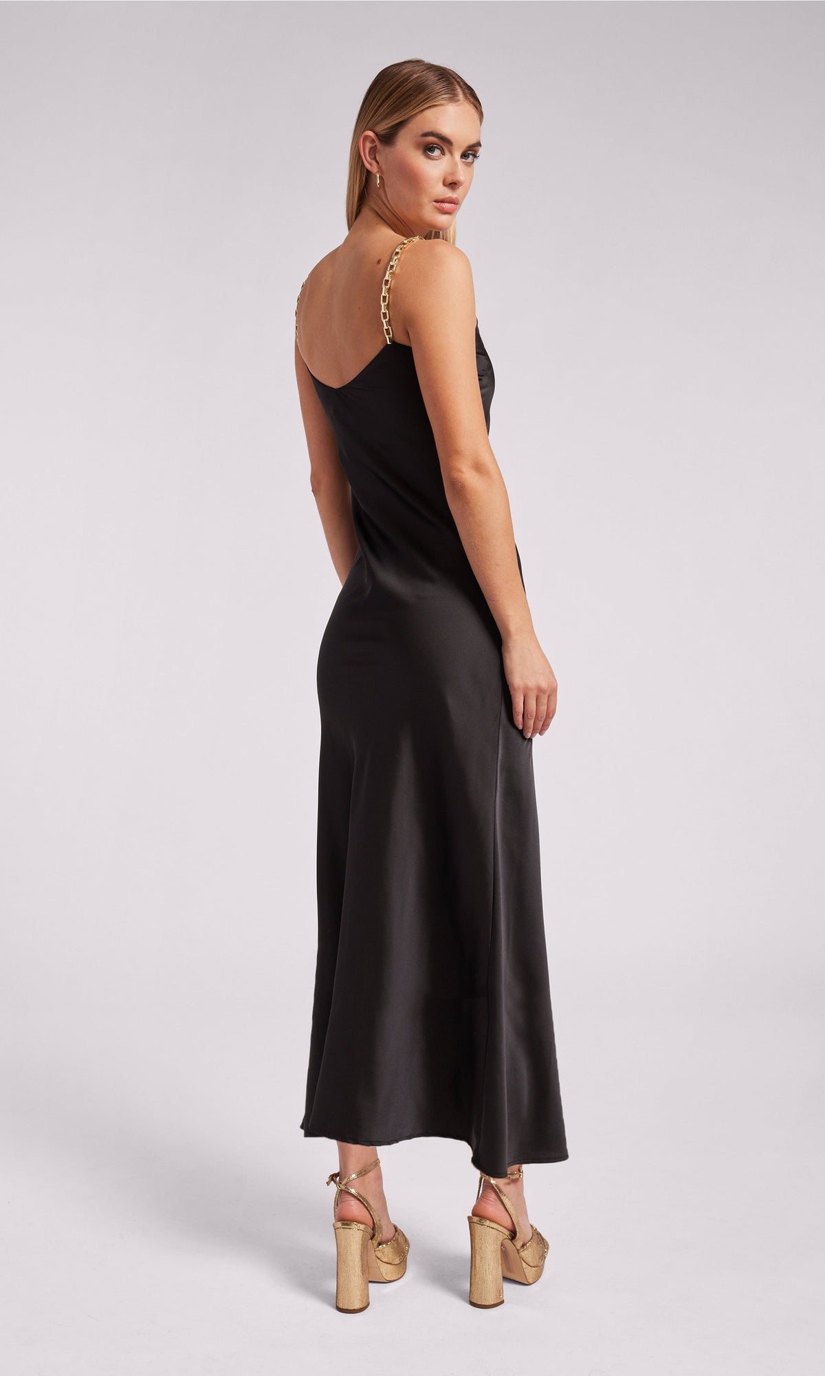 Monica Satin Maxi Dress | Black