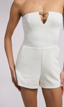 Liz Crepe Romper | White