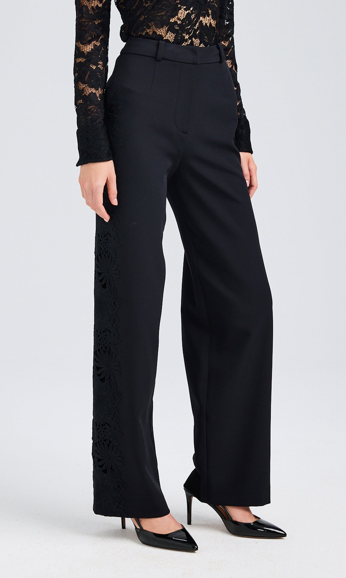 Brenna Lace Combo Pants | Black
