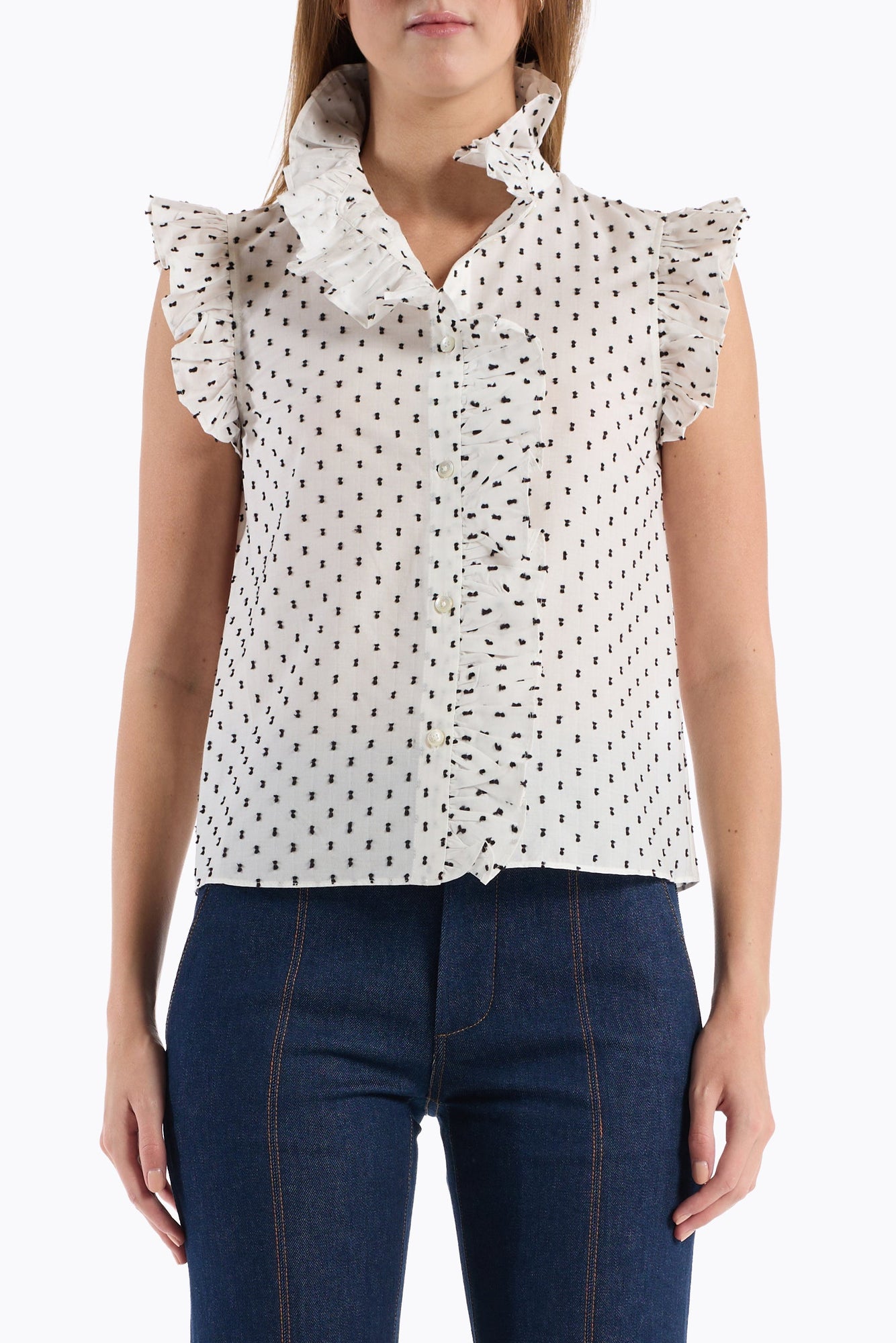 Marfa Top | White Black Dot