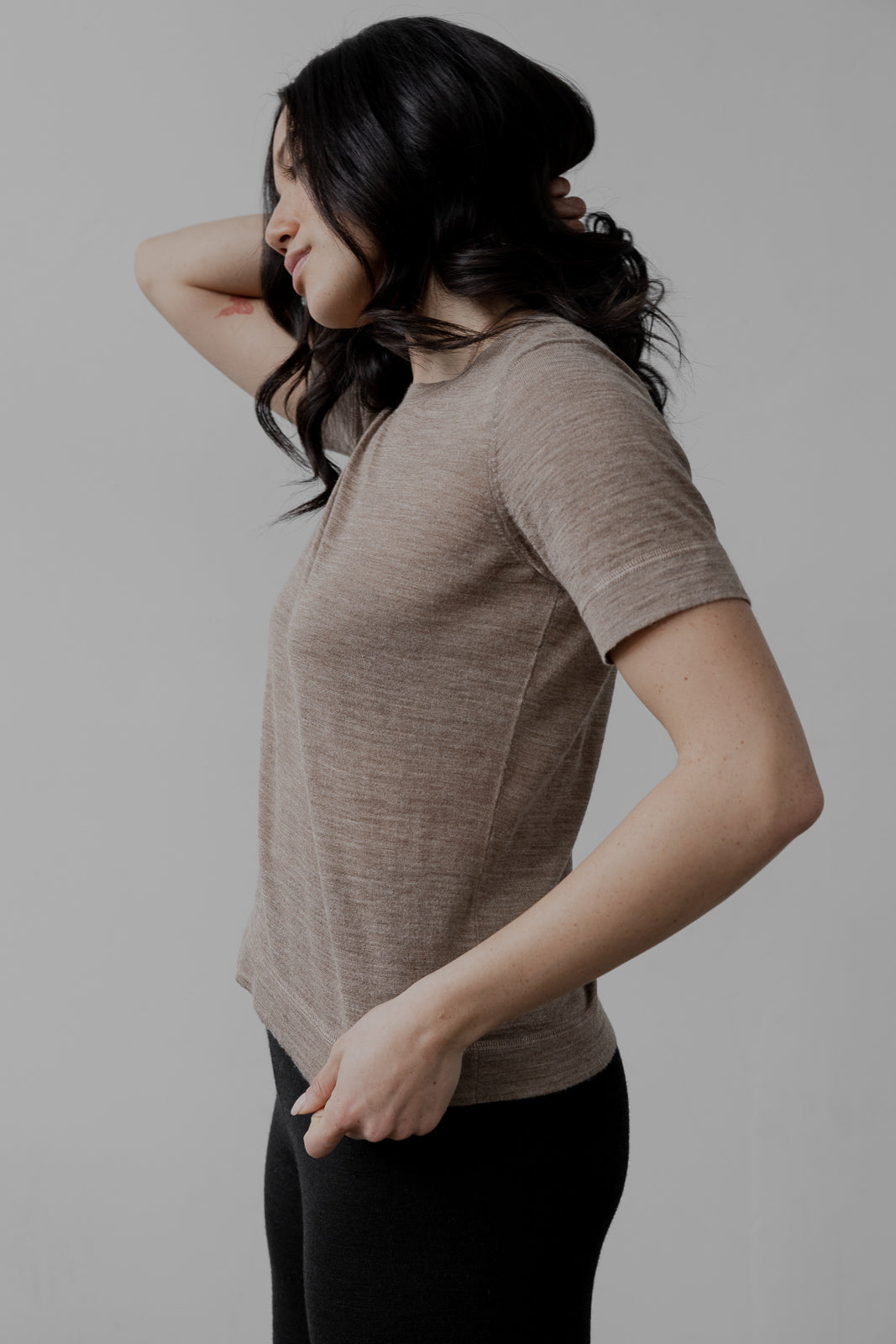 Crew Neck Sweater Tee | Cedar Heather