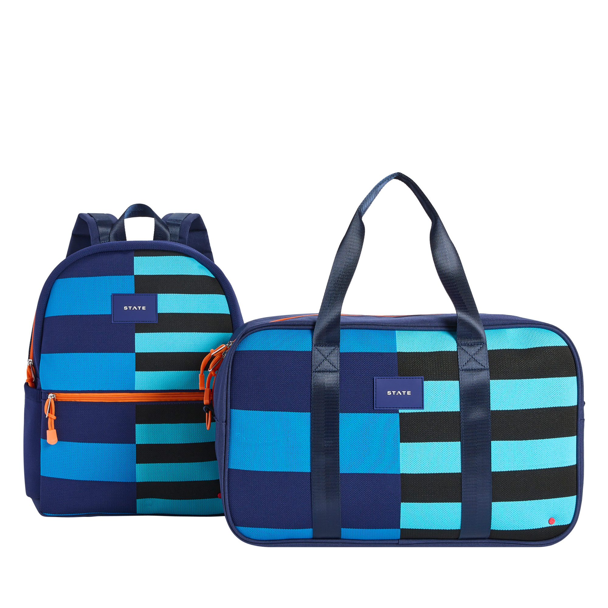 STATE Bags Rockaway Duffle Tech Knit Stripes Front View Click to Zoom