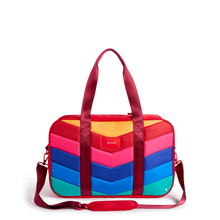 STATE Bags Rockaway Duffle Nylon Puffer Rainbow Chevron Front View Click to Zoom