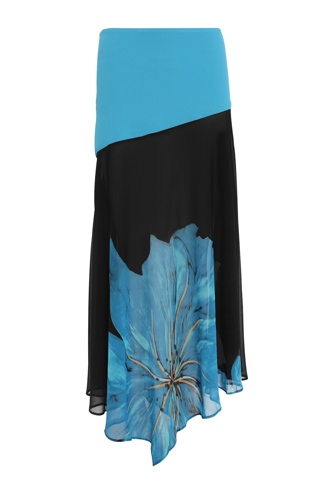 Raya Maxi Skirt Print | Black/Blue Floral Print