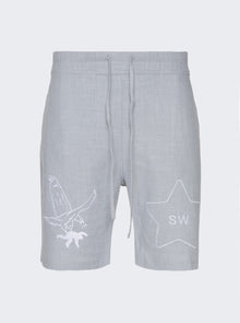 Men | SAINTWOODS | Linen Gym Shorts | Light Blue